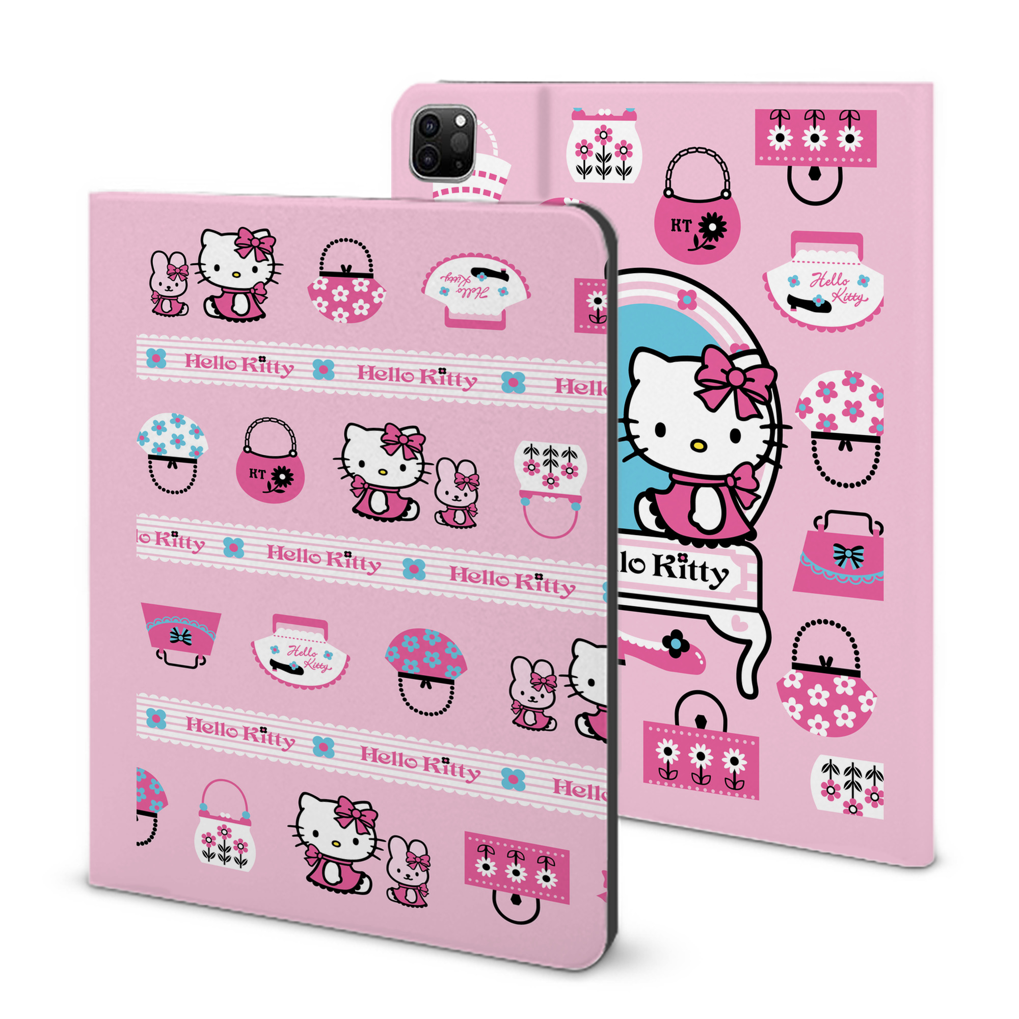 （画像用） Hello Kitty ハローキティ IPad ケース ブック型 PUレザー TPU 耐衝撃 軽量 薄型 ペン収納なし 全面保護 IPad 各モデル対応